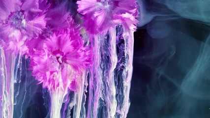 Wall Mural - Pink Carnation Flowers Bouquet. Acrylic colors and ink in water.