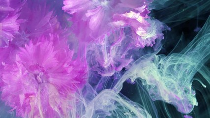 Wall Mural - Pink Carnation Flowers Bouquet. Acrylic colors and ink in water.