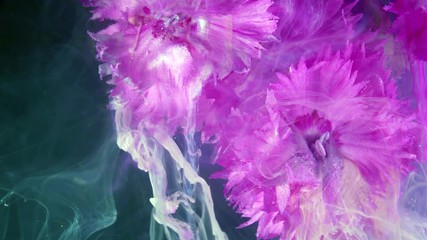 Wall Mural - Pink Carnation Flowers Bouquet. Acrylic colors and ink in water.