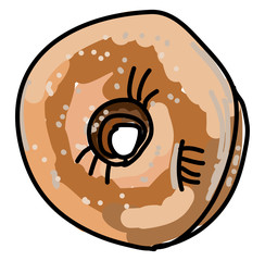 Poster - Coconut donut, illustration, vector on white background.