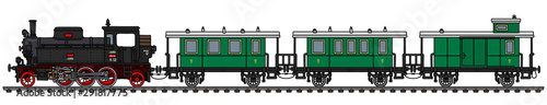 Fotomural The vectorized hand drawing of a vintage passenger steam train