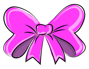 Wall Mural - Pink bow, illustration, vector on white background.