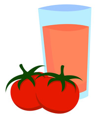 Poster - Tomato juice, illustration, vector on white background.