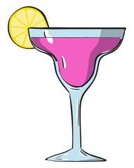 Sticker - Pink cocktail, illustration, vector on white background.