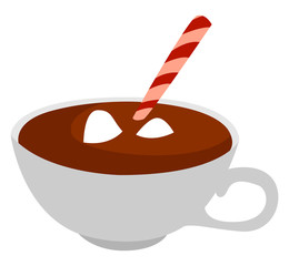 Sticker - Cocoa in cup, illustration, vector on white background.