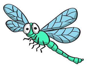 Sticker - Dragonfly, illustration, vector on white background.