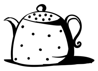 Poster - Teapot drawing, illustration, vector on white background.