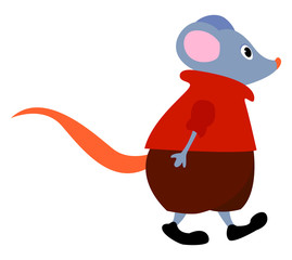 Poster - Mouse with sweater, illustration, vector on white background.