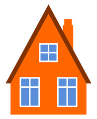 Sticker - Red house, illustration, vector on white background.