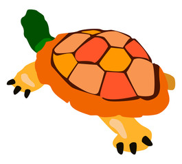 Sticker - Turtle, illustration, vector on white background.