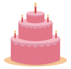 Poster - Pink cake, illustration, vector on white background.