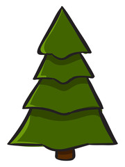 Sticker - Christmas tree, illustration, vector on white background.