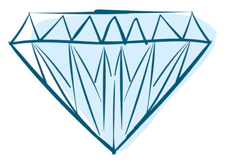 Wall Mural - Blue diamond, illustration, vector on white background.