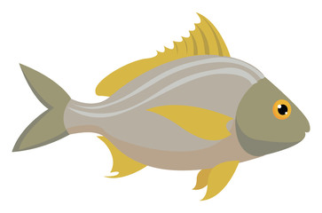 Sticker - Fish, illustration, vector on white background.