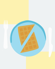 Sticker - Waffles, illustration, vector on white background.