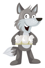 Poster - Wolf with eggs illustration vector on white background.