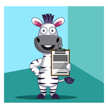 Zebra With Schedule Illustration Vector On White Background.
