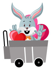 Canvas Print - Bunny in shopping cart illustration vector on white background.