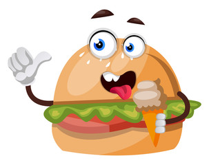 Poster - Burger with ice cream illustration vector on white background.