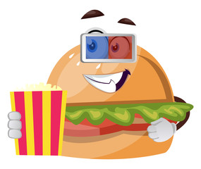 Poster - Burger with popcorn illustration vector on white background.