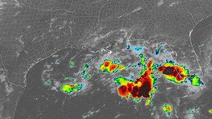 Wall Mural - 2019 tropical storm imelda time lapse satellite imagery. gulf of mexico band 07 this work was create