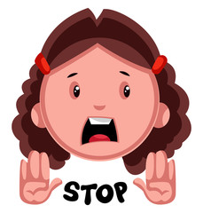 Poster - Stop girl emoji illustration vector on white background.