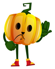 Poster - Sad pumpkin illustration vector on white background.