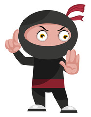 Poster - Ninja say stop, illustration, vector on white background.