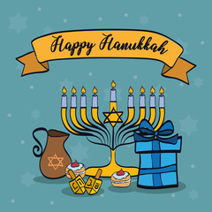 Poster - happy hanukkah card with chandelier