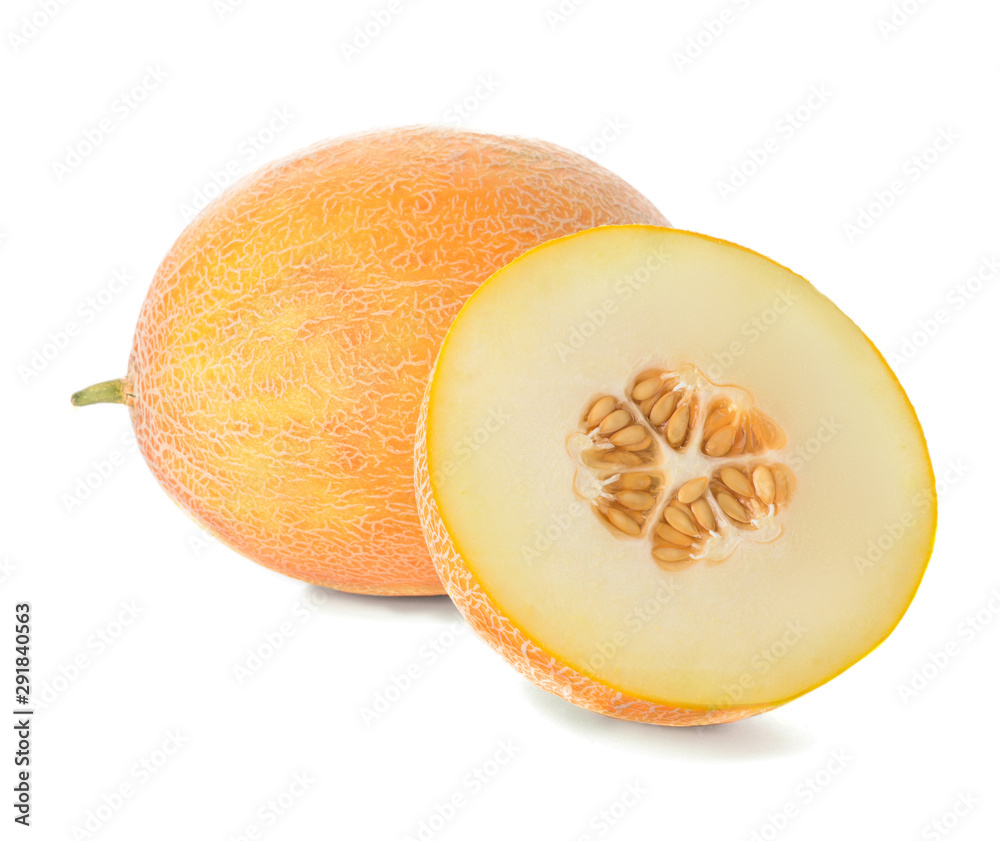 Sweet ripe melons on white background