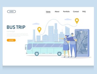 Wall Mural - bus trip vector website landing page design template