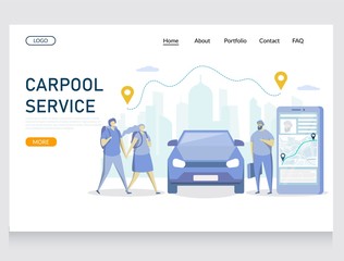 Wall Mural - Carpool service vector website landing page design template