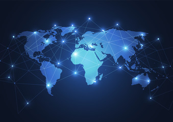 Poster - Global network connection. World map point and line composition concept of global business. Vector Illustration