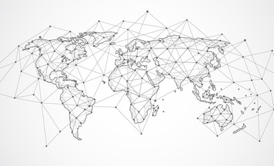 Poster - global network connection. world map point and line composition concept of global business. vector i
