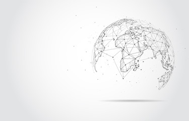 Poster - global network connection. world map point and line composition concept of global business. vector i