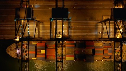 Aufkleber - Aerial view of Hong Kong Container Terminal at night