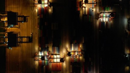 Aufkleber - Aerial view of Hong Kong Container Terminal at night
