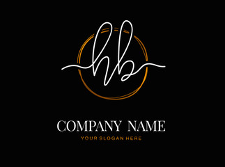 Wall Mural - H B HB Initial handwriting logo design with circle. Beautyful design handwritten logo for fashion, team, wedding, luxury logo.