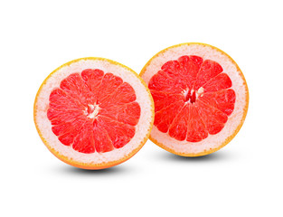 Poster - Grapefruit slice isolated on white background.