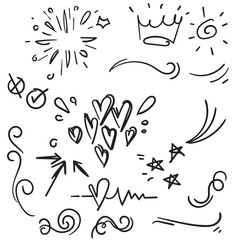 Wall Mural - Hand drawn set elements doodle with black line on white background