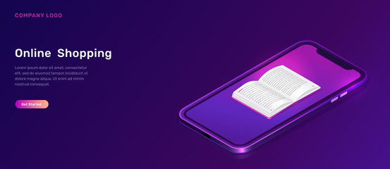 Poster - Online library or education isometric concept vector illustration