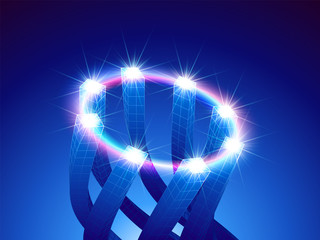 Aufkleber - Abstract technology concept with connected architectural columns and ring of digital data light