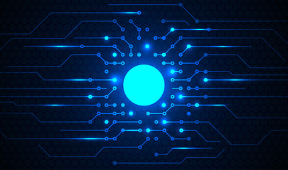 Wall Mural - circuit center connection technology background. vector illustrator