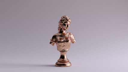 Wall Mural - Bronze Lady Bust Sculpture Front View 3d illustration 3d render