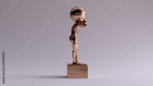 Fotomural Bronze Atlas Statue Holding up the Celestial Heavens Right View 3d illustration