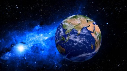 Wall Mural - planet earth in space with stars and nebula. elements of this video furnished by nasa