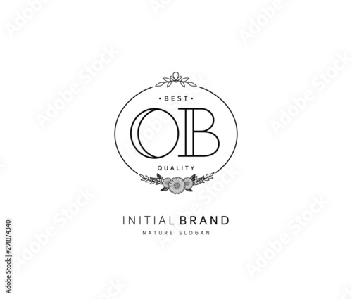 Fotografía O B OB Beauty vector initial logo, handwriting logo of initial signature, wedding, fashion, jewerly, boutique, floral and botanical with creative template for any company or business