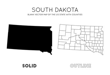 Wall Mural - South Dakota map. Blank vector map of the Us State with counties. Borders of South Dakota for your infographic. Vector illustration.