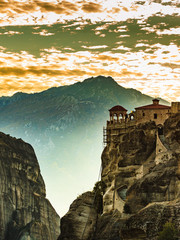 Wall Mural - Sunset over Varlaam monastery in Meteora, Greece