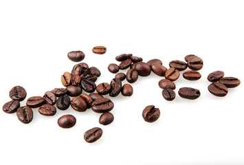 Fototapete - Fresh Roasted Coffee Beans Isolated On White Background